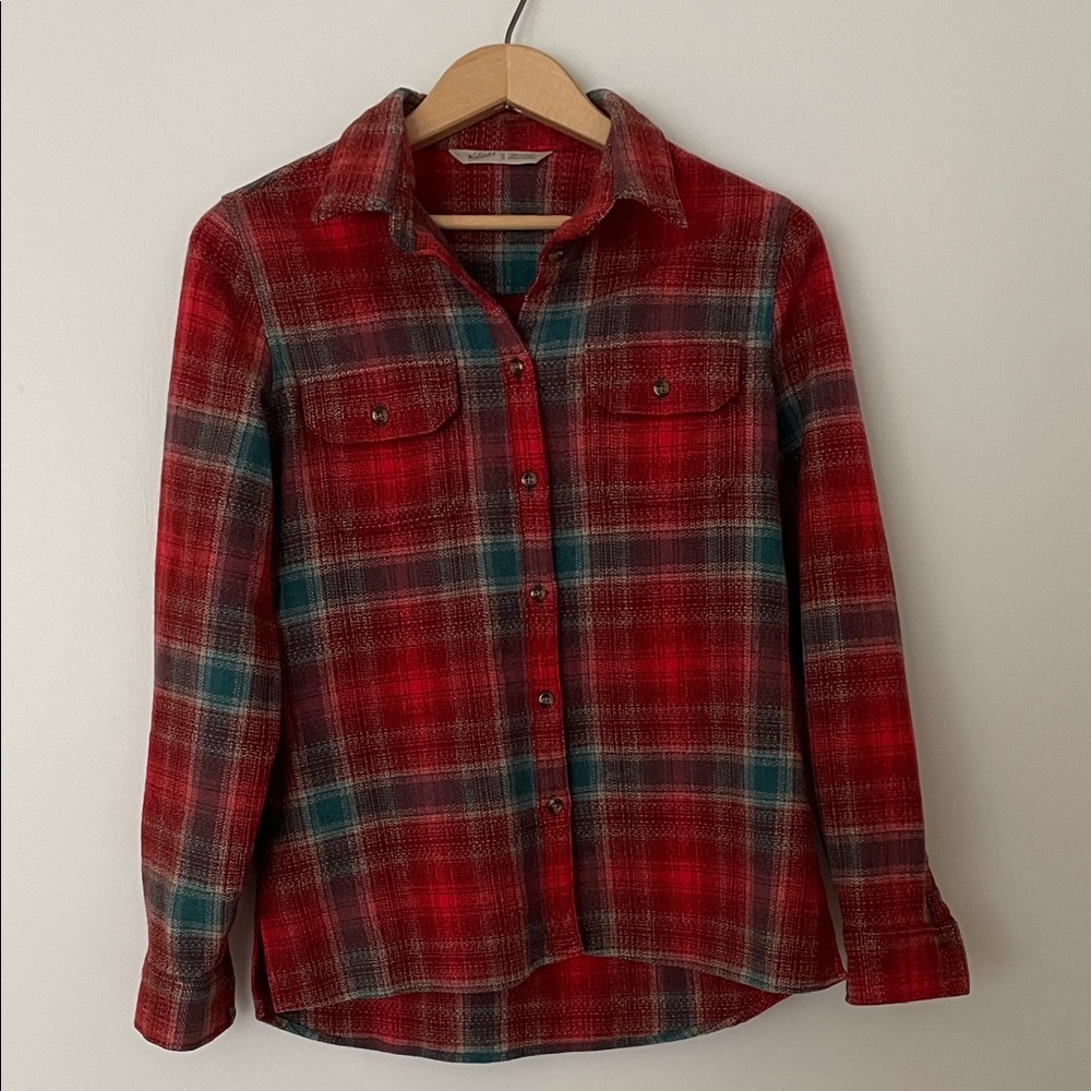 woolrick 100%wool red plaid Button up